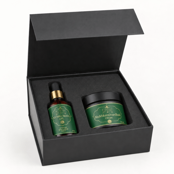 Kumkumadi Night Ritual Kit with Kumkumadi Oil and Mukhkantivardhak Ubtan